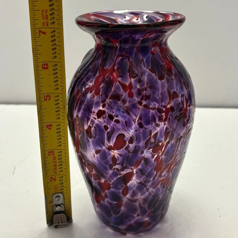 Purple and Red Art Glass Vase